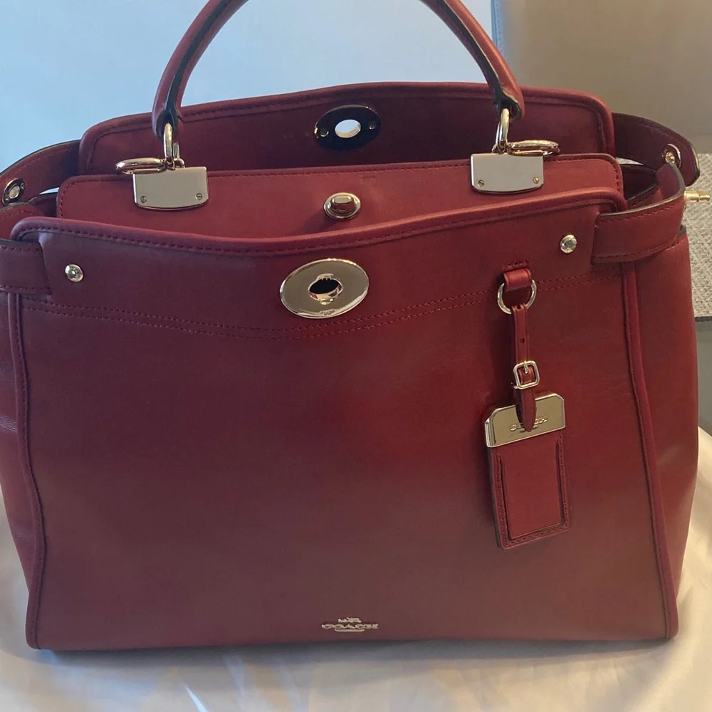 Coach Red Gramercy  Leather Satchel - Picture 2 of 9